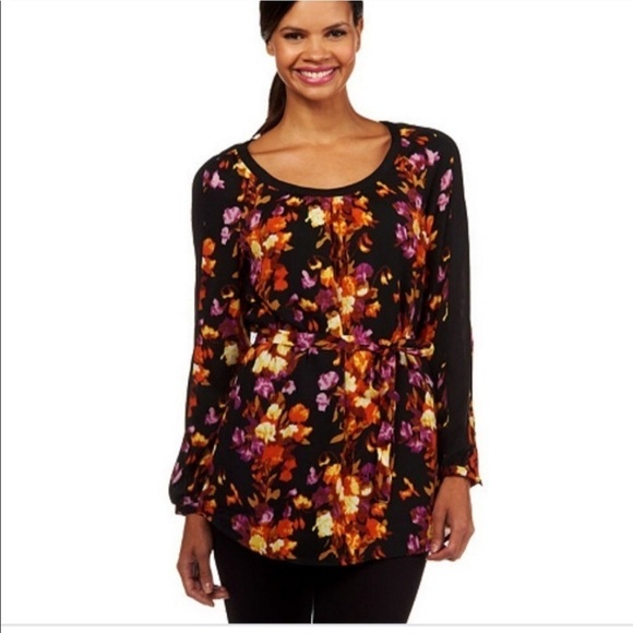 Isaac Mizrahi Floral Blouse Multicolored Small - Picture 1 of 8
